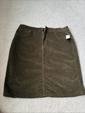 Cotton New Laura Scott Women's Olive Green Corduroy A-Line Skirt size L